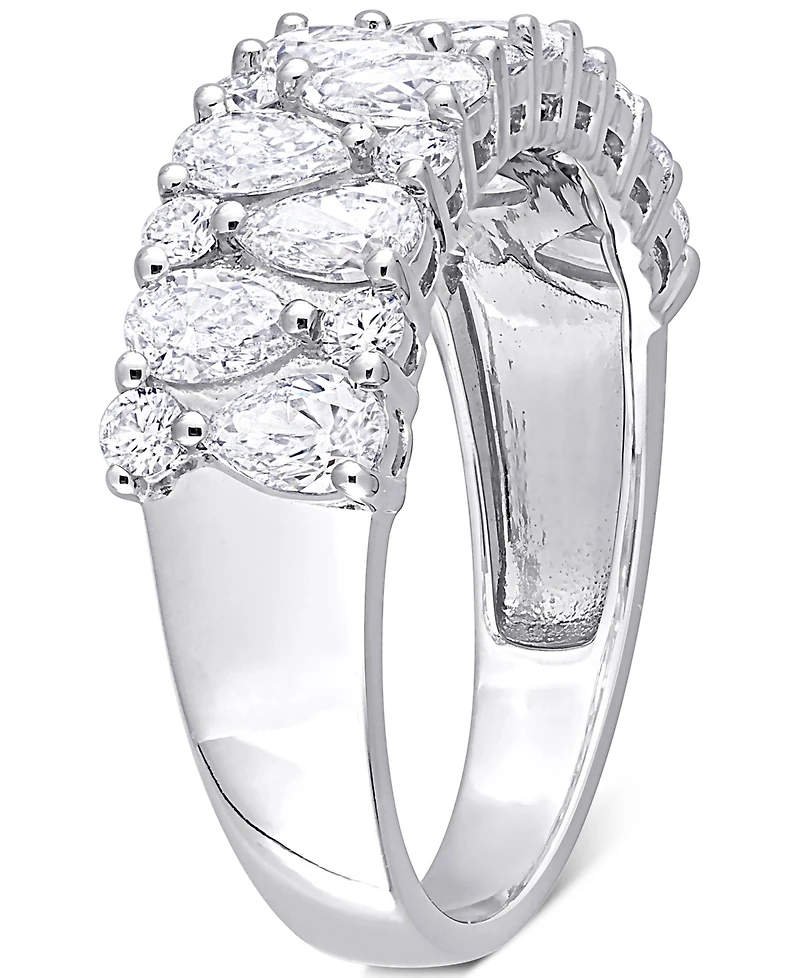 Diamond Pear & Round Semi-Eternity Cluster Ring (2 ct. t.w.) 14k White Gold