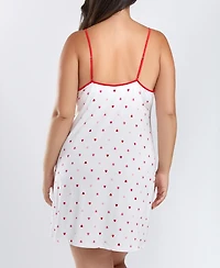 iCollection Kyley Plus Size Heart Print Pull Over Chemise with Adjustable Straps