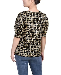 Petite Printed Balloon Sleeve Top
