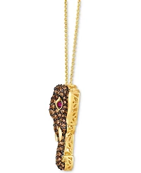 Le Vian Diamond (1-5/8 ct. t.w.) & Passion Ruby Accent Elephant Adjustable 20" Pendant Necklace in 14k Gold