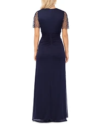 Xscape Petite Embellished V-Neck Fit & Flare Gown