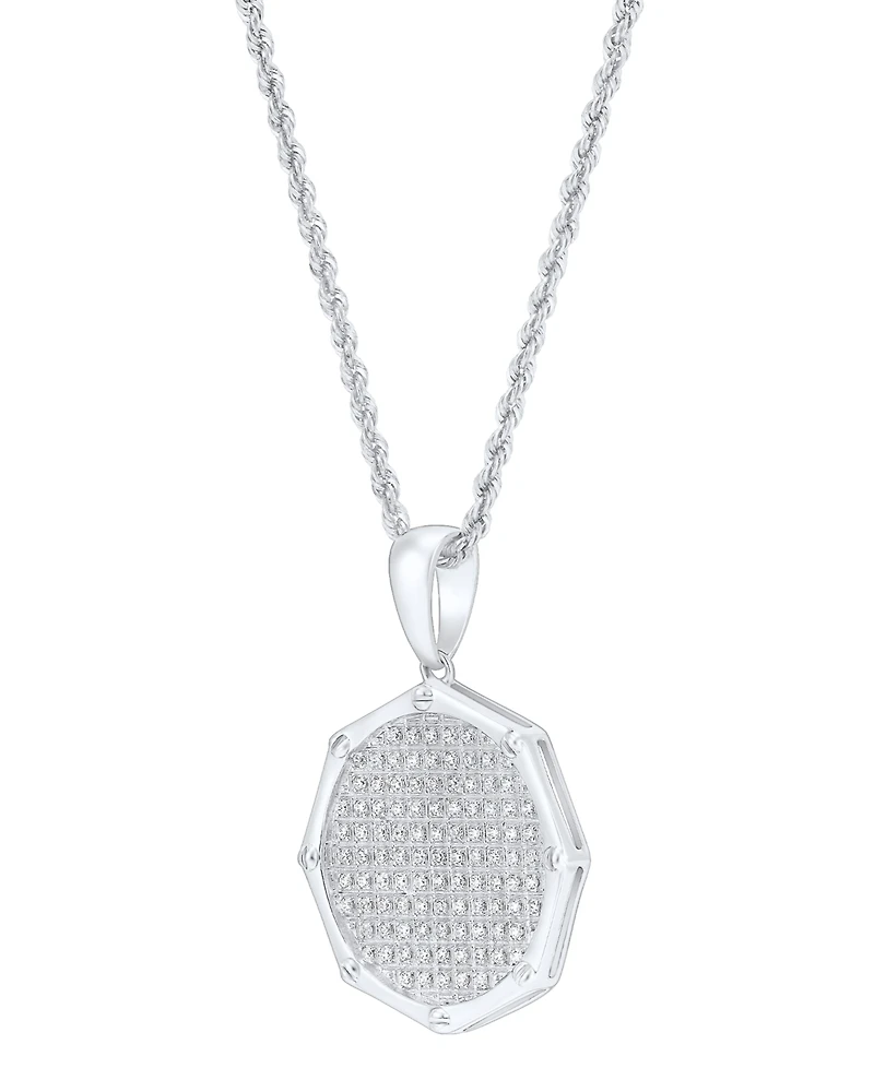 Men's Grown With Love Lab Grown Diamond Cluster 22" Pendant Necklace (1/2 ct. t.w.) in 10k White Gold