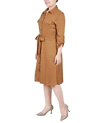 Ny Collection Petite 3/4 Sleeve Roll Tab Shirtdress