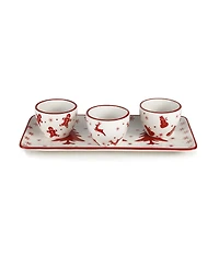Euro Ceramica Winterfest 4 Piece Holiday Entertainment Serving Set