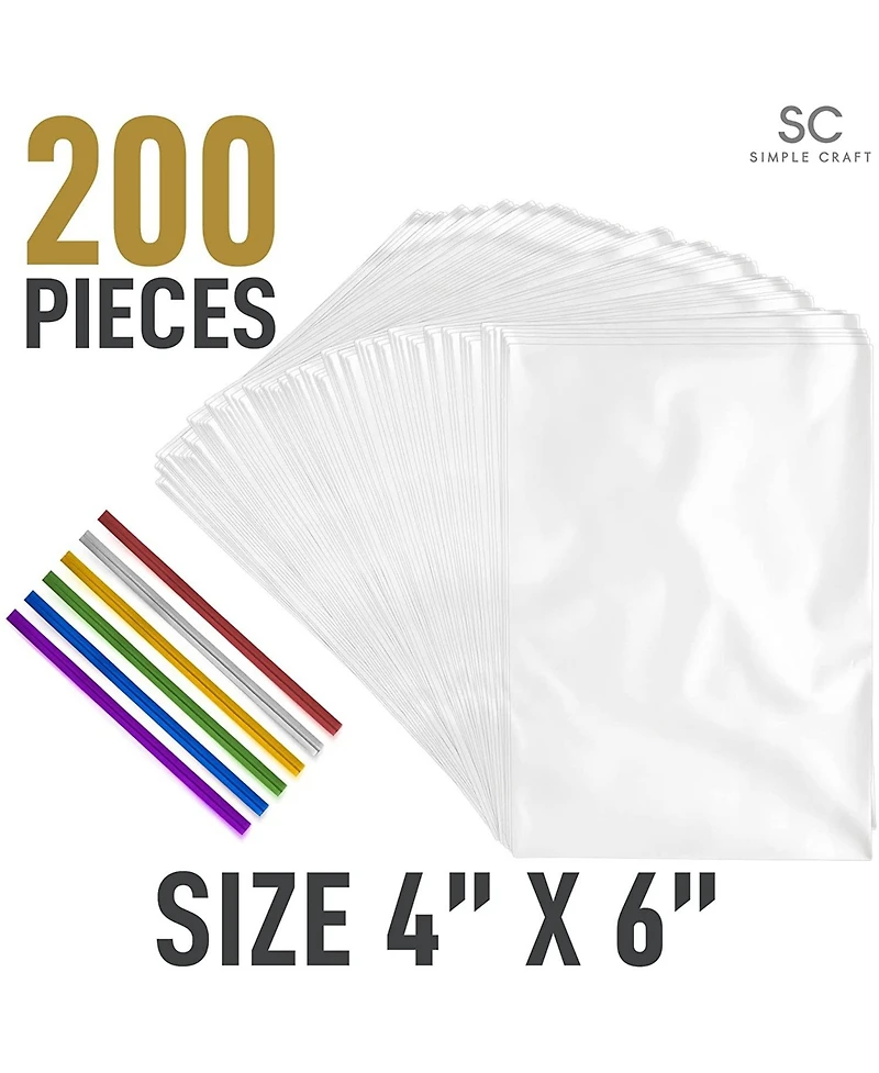 4 x 6 Inches Clear Cellophane Candy Bags With Ties - 200 Piece