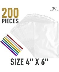 4 x 6 Inches Clear Cellophane Candy Bags With Ties - 200 Piece