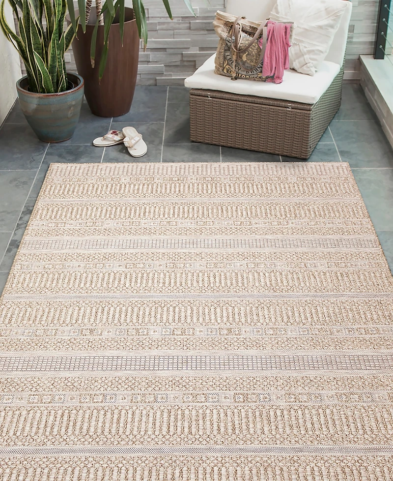 Liora Manne' Orly Stripe 5'3" x 7'3" Outdoor Area Rug