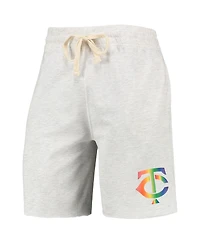 Men's Concepts Sport Oatmeal Minnesota Twins Mainstream Logo Terry Tri-Blend Shorts