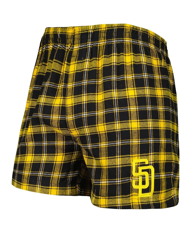 Men's Concepts Sport Black, Gold San Diego Padres Ledger Flannel Boxers