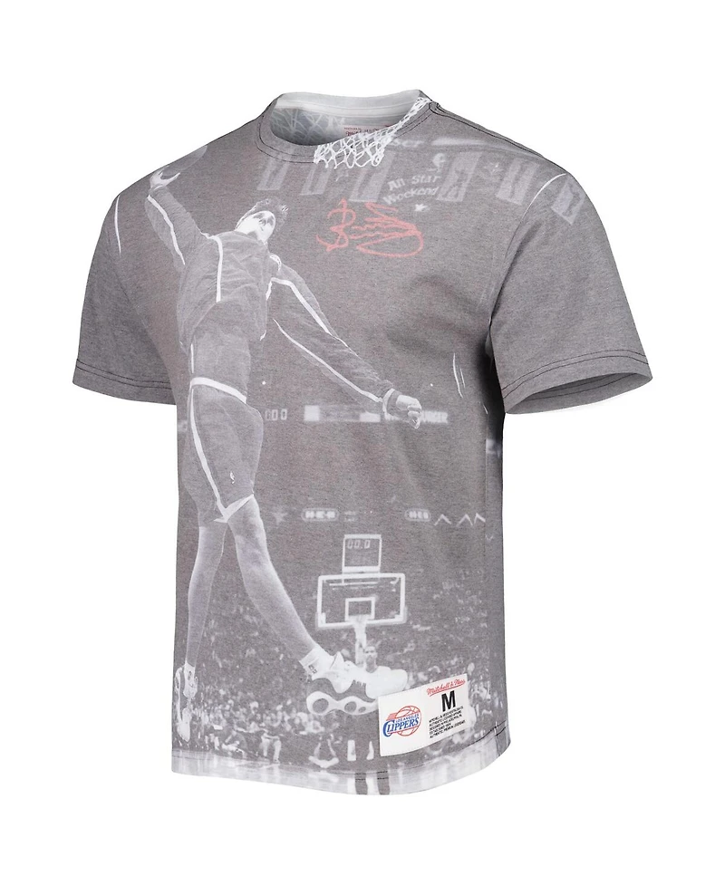 Men's Mitchell & Ness Brent Barry Gray La Clippers Above The Rim Sublimated T-shirt