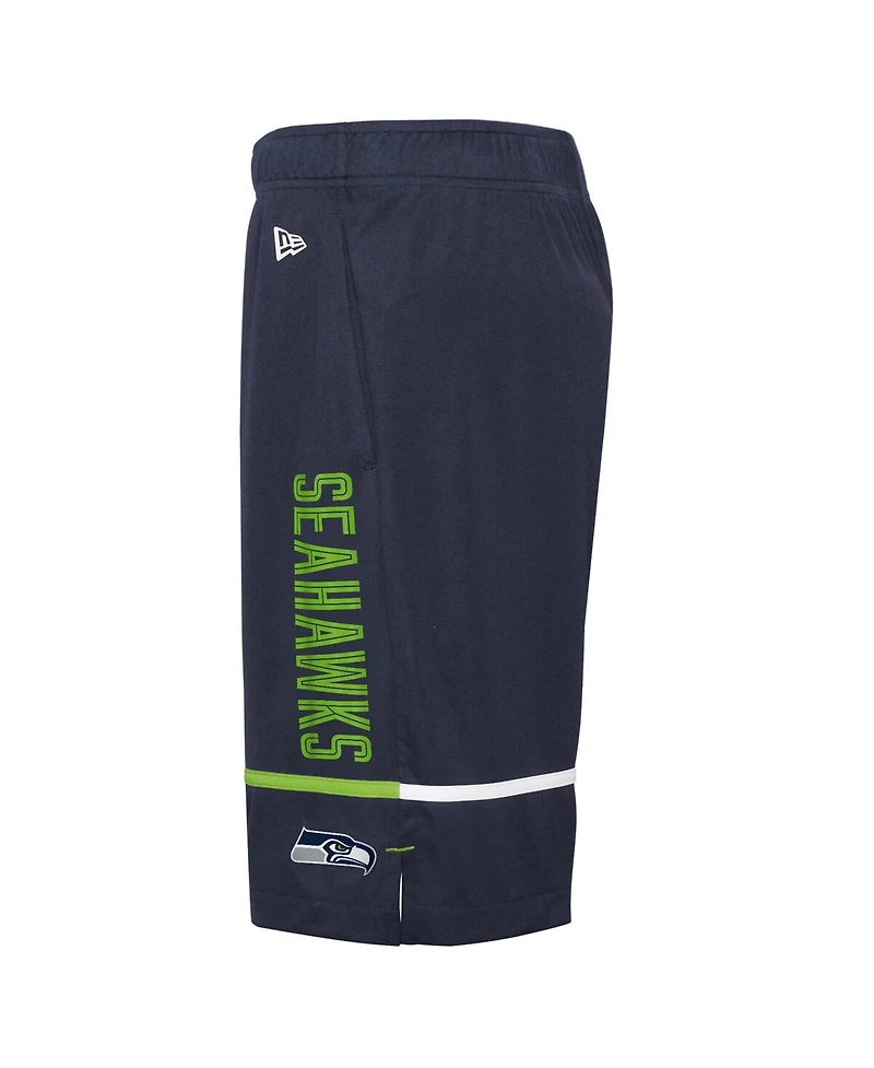 Men's New Era College Navy Seattle Seahawks Combine Authentic Rusher Training Shorts