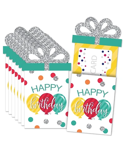 Colorful Happy Birthday - Birthday Party Money & Nifty Gifty Card Holders - 8 Ct