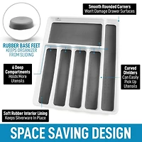 Kitchen Utensil Drawer Organizer Tray with Soft Grip Interior Lining (6 Compartment)