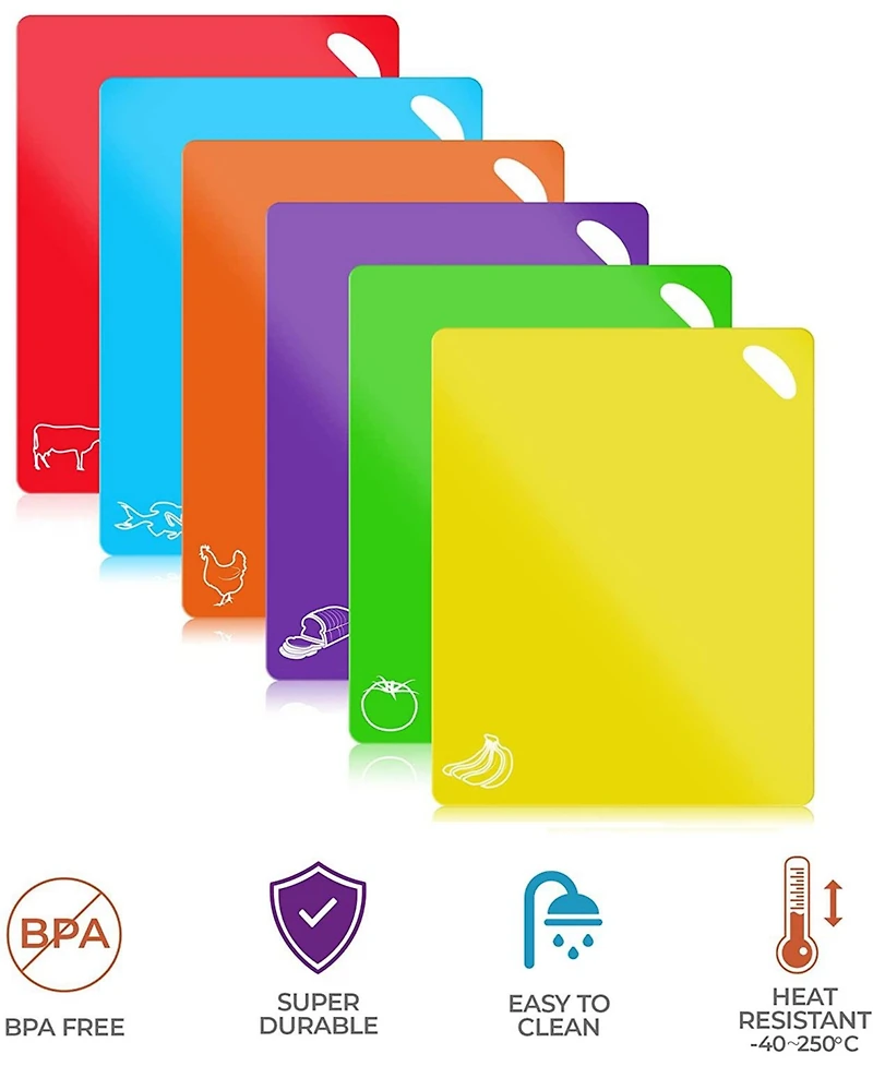 Extra Thick Plastic Cutting Boards - Flexible & Non-Slip, 6 Colors