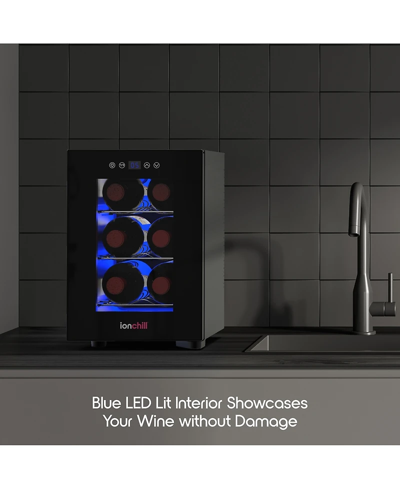Tzumi IonChill 6-Bottle Wine Cooler 13-Liter Mini Fridge