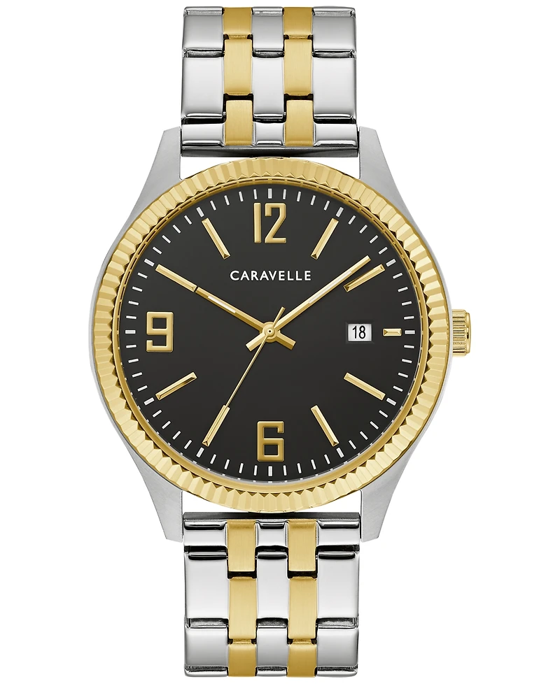 Caravelle designed by Bulova Men's Two-Tone Stainless Steel Bracelet Watch 41mm Gift Set