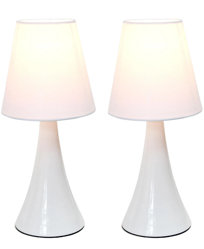 Simple Designs Valencia Colors 2 Pack Mini Touch Table Lamp Set with Fabric Shades