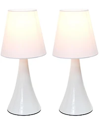 Simple Designs Valencia Colors 2 Pack Mini Touch Table Lamp Set with Fabric Shades