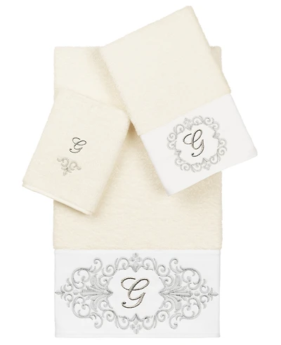 Linum Home Turkish Cotton Monica Embellished Towel 3 Piece Set