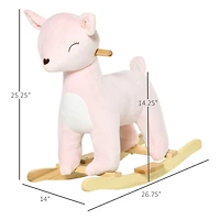 Qaba Kids Rocking Horse, Deer Shaped Ride on Horse with Realistic Sound