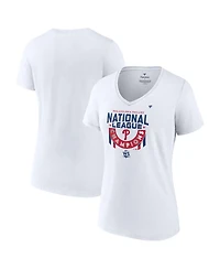 Women's Fanatics White Philadelphia Phillies 2022 National League Champions Locker Room Short Sleeve V-Neck T-shirt