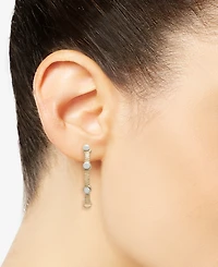 Cultured Freshwater Pearl (3mm) Textured Medium Hoop Earrings in 14k Gold-Plated Sterling Silver, 1.2"