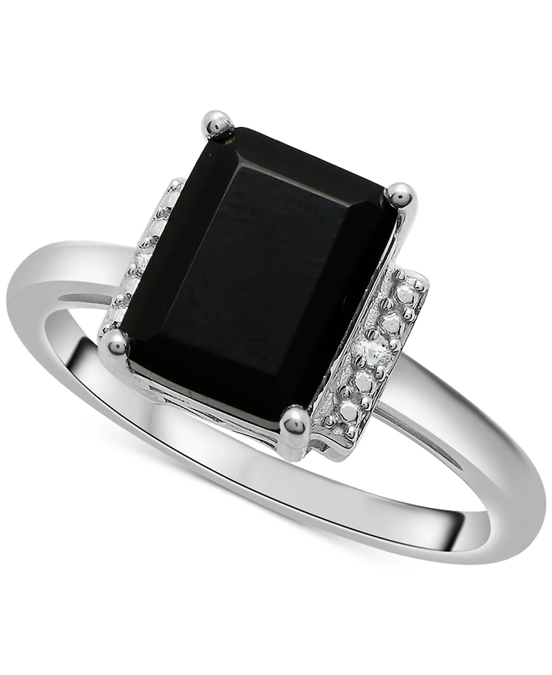 3-Pc. Set Onyx & Diamond Accent Pendant Necklace, Ring and Stud Earrings in Sterling Silver