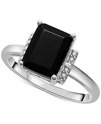 3-Pc. Set Onyx & Diamond Accent Pendant Necklace, Ring and Stud Earrings in Sterling Silver