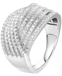 Diamond Multirow Crossover Ring (3/4 ct. t.w.) in Sterling Silver