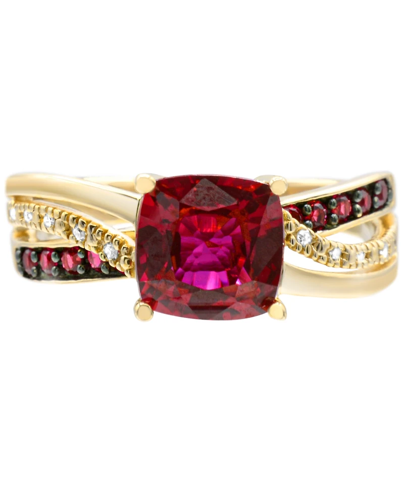 Lab-Grown Ruby (2 ct. t.w.) & Diamond Accent Swirl Ring 14k Gold-Plated Sterling Silver