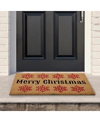 Northlight Northlight Natural Coir Merry Christmas Snowflake Doormat, 18" X 30"