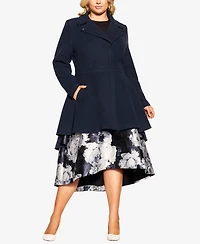 City Chic Women's Hi Lo Frill Coat