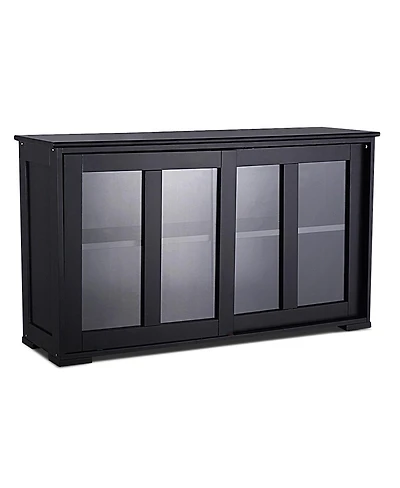 Storage Cabinet Sideboard Buffet Cupboard Glass Sliding Door