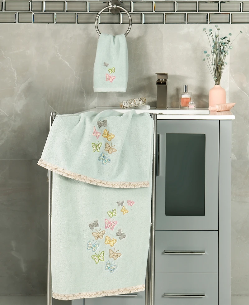 Linum Home Turkish Cotton Mariposa Embellished 2-Pc. Fingertip Towel Set