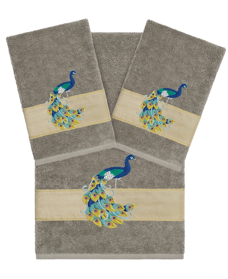 Linum Home Turkish Cotton Penelope Embellished 3-Pc. Bath Towel Set