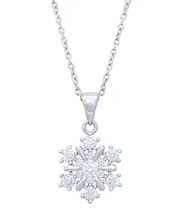Silver Plated Cubic Zirconia Snowflake Earrings and Pendant Necklace Set