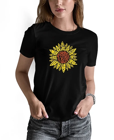 La Pop Art Women's Sunflower Word T-shirt