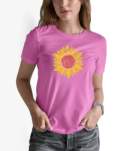La Pop Art Women's Sunflower Word T-shirt