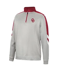 Men's Colosseum Gray and Crimson Oklahoma Sooners Bushwood Fleece Quarter-Zip Jacket