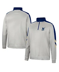 Men's Colosseum Gray and Navy Navy Midshipmen Bushwood Fleece Quarter-Zip Jacket
