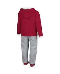 Toddler Boys Colosseum Crimson and Heathered Gray Oklahoma Sooners Poppies Pullover Hoodie Sweatpants Set
