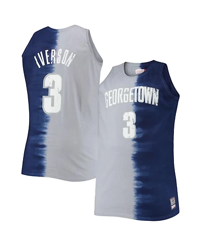 Men's Mitchell & Ness Allen Iverson Navy, Gray Georgetown Hoyas Big and Tall Player Tie-Dye Jersey