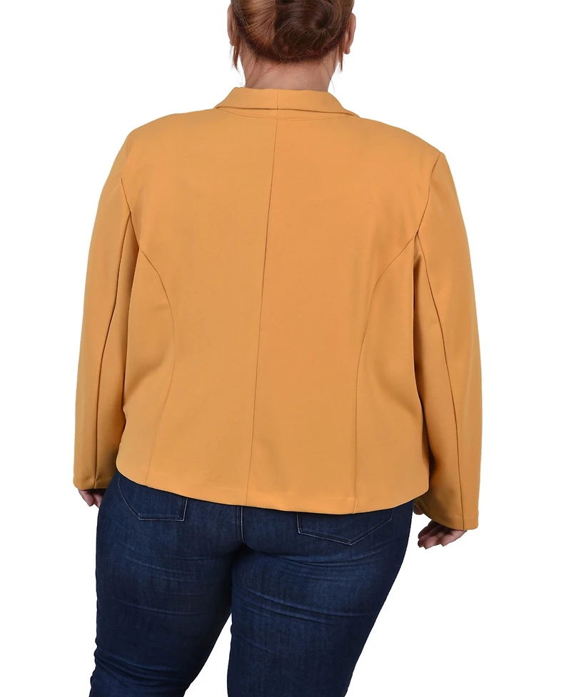 Ny Collection Plus Size Cropped Long Sleeve Crepe Blazer
