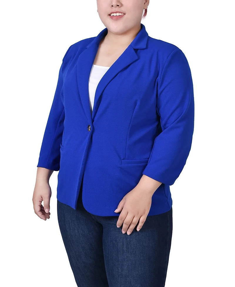 Ny Collection Plus Size 3/4 Sleeve Scuba Crepe Blazer