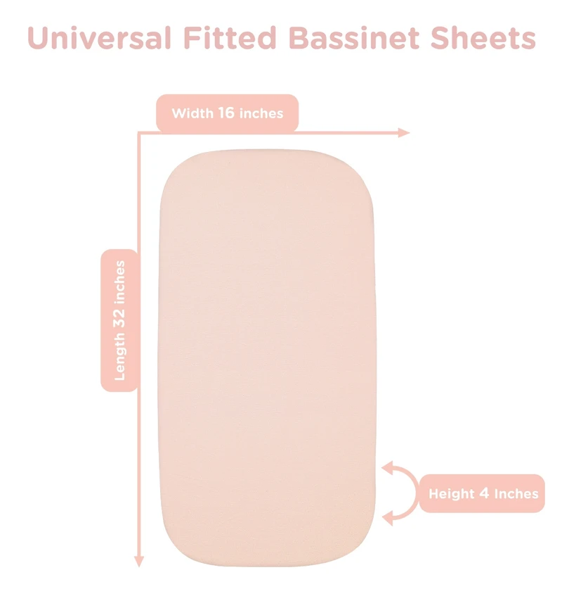 Bublo Baby Bassinet Sheet Set for Boy and Girl, 3 Pack, Universal Fitted Oval, Hourglass & Rectangle Mattress, Sheets.
