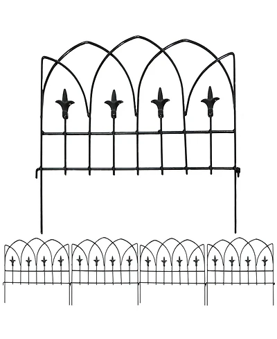 Bayonne 8' Set of 5 Steel Decorative Garden Fence Panels - 19" W x 19" H Per Panel - Black