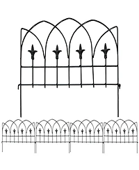 Bayonne 8' Set of 5 Steel Decorative Garden Fence Panels - 19" W x 19" H Per Panel - Black