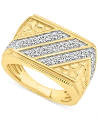 Men's Diamond Diagonal Row Nugget Ring (1 ct. t.w.) in 10k Gold