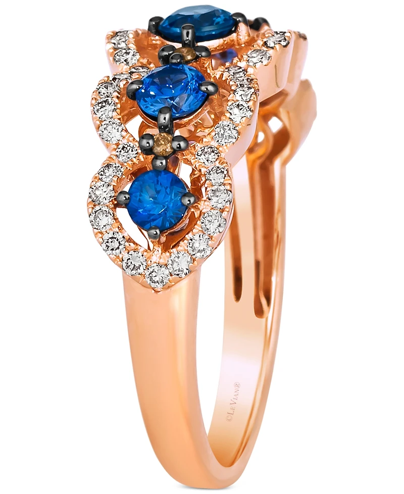 Le Vian Blueberry Sapphire (3/4 ct. t.w.) & Diamond (7/8 ct. t.w.) Scalloped Ring in 14k Rose Gold