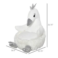 Qaba Sofa for Kids Stuffed Cartoon Swan for Toddler 18-36 Months, White